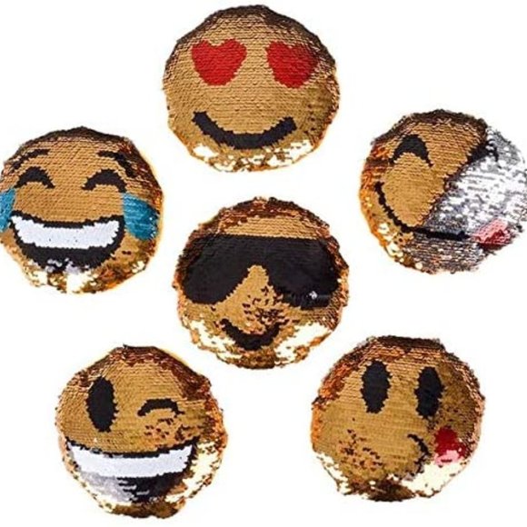 5 Inch Emoji Sequin Plush Pack of 4 - Picture 2 of 2
